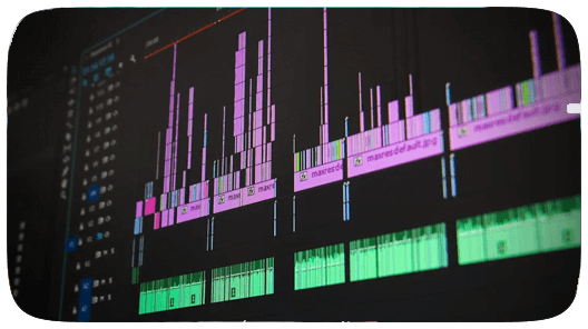 An extensive video editing timeline